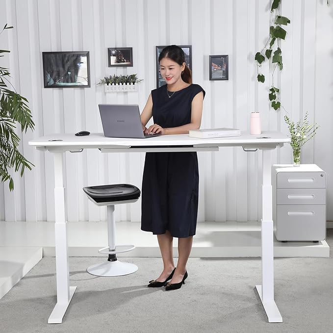 ApexDesk K Series Desk Base 3 Stage with Dual Motor Electric Adjustable Standing Desk Base Electric for Home and Office Width and Height Adjustable (White Frame only)