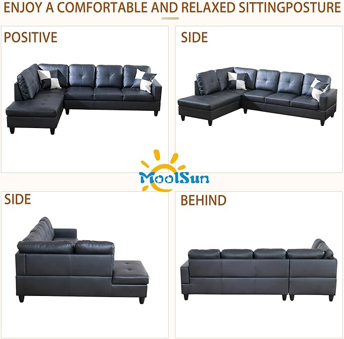 L-Shaped Combination Sofa Set Luxurious Synthetic Leather Living Room Sofa Suitable for Living Rooms Bedrooms Apartments and Offices