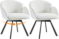 Yaheetech Swivel Accent Chair Flower Chenille Armchair Vanity Chair Side Chair with 360-Degree Swivel Base and Seat Cushion for Living Room/Bedroom/Home Office/Makeup White Set of 2