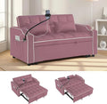 Loveseat Pull Out Couch 3 in 1 Convertible Sofa Bed Adjustable Backrest with Phone Holder Side Pocket &amp USB Port Modern Sofa for Living Room Bedroom Apartment (Pink)