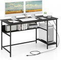 Tangkula 55 Inch Computer Desk with Power Outlets &amp USB Ports Home Office Desk with Built in Charging Station with Switch Computer Workstation Writing Study Desk with Storage Shelf &amp CPU Sta