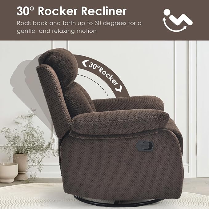 Small Rocker Swivel Recliner Chair for Adults Women for Small Spaces Bedroom Living Room