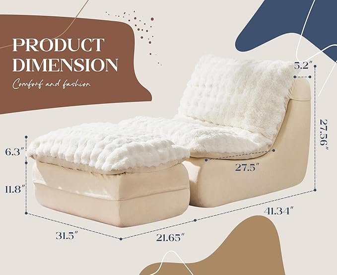 Hobestluk Sofa Couch Foam Sofa for Small Spaces Comfy Sofas with Footrest Couch Recliner Small Sofas for Living Room Bedroom Apartment (White)