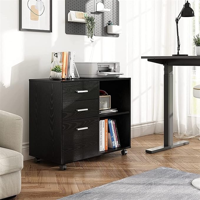 HASMI Filing Cabinet Floor File Cabinet Wooden Office File Cabinet Bedroom Removable Drawer with Lock Large Capacity Multi-Function Storage Cabinet (Color : B)