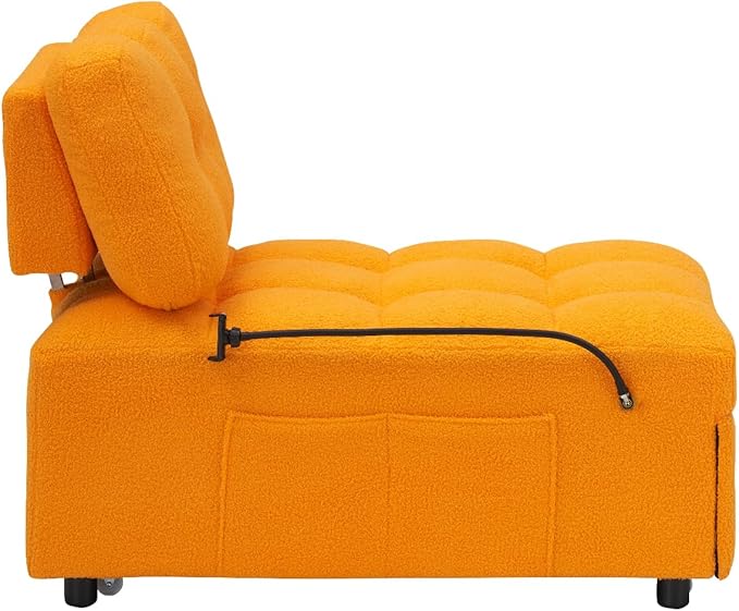 40 L Convertible Sofa Bed 3-in-1 Multifunctional Lounge SleeperPullout Guest Bed with Side Pocket &amp Phone Holder Adjustable Backrest | Design for Small Spaces Living Room &amp BedroomOrange