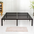 Full Size Bed Frame 18 inch Tall 3500lbs Heavy Duty Metal Platform with Steel Slats Support No Box Spring Needed 18-inch Bedframe with Ample Storage Sturdy and Noise-Free Black