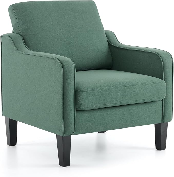VINGLI Accent Chair for Living Room Chairs Dark Green Reading Chair for Bedroom Scooped Arm Chair Mid Century Modern Accent Chairs Upholstered Comfy Chair for Apartment Waiting Room