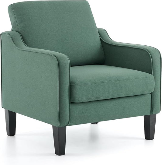 VINGLI Accent Chair for Living Room Chairs Dark Green Reading Chair for Bedroom Scooped Arm Chair Mid Century Modern Accent Chairs Upholstered Comfy Chair for Apartment Waiting Room