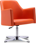 Manhattan Comfort Pelo Modern Swivel Accent Chair with 360° Turn Adjustable Height Faux Leather Upholstery &amp Chrome Base Unique Tight Welded Construction Set of 1 Orange