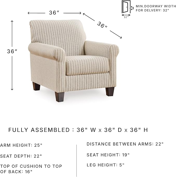 Signature Design by Ashley Valerani Classic Striped Upholstered Accent Chair Beige