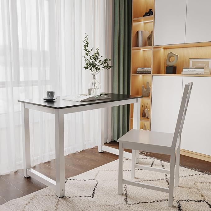 Black Modern Computer Desk 110cm Office Desk Writing Study Wooden Table for Home Office Desk Workstation Office Table Work from Home Desk Computer Table 110 x 60 x 75cm (L x W x H)