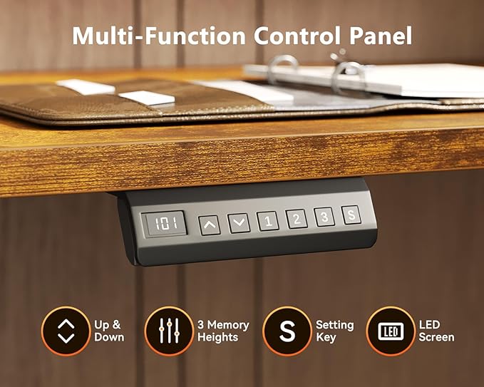 AODK Electric L Shaped Standing Desk 59 Inch Height Adjustable Stand Up Desk with Power Outlets ＆ Full Monitor Stand Reversible Corner Desk for Home Office ＆ Computer Workstation Rustic Brown