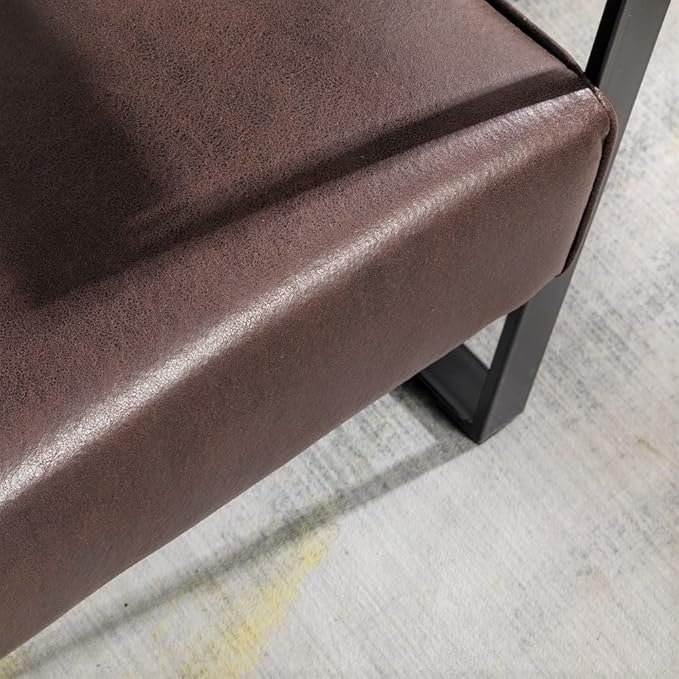 Container Furniture Classic Mid Century Modern Accent Chair with Durable Square Metal Frame Armchair for Living Room Bedroom Home Office in Spotted Microfiber Upholstery Dark Brown