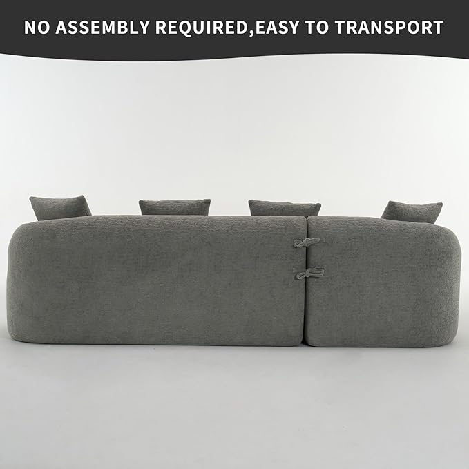 KEIKI L-Shaped Chenille Modular Sectional Couches with Chaise Lounge &amp 4 Pillows 3 Seater Oversized Upholstered Luxury Plush Cloud Sofa for Living Room Apartment Full Sponge Compression