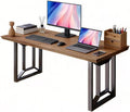 Solid Wood Rustic Style 55.1-inch Computer Desk - Large Office Desk for Home Office Modern and Simple Design Ideal for DiningStudy Writing (Black-q 55.12 * 27.56 * 29.53)