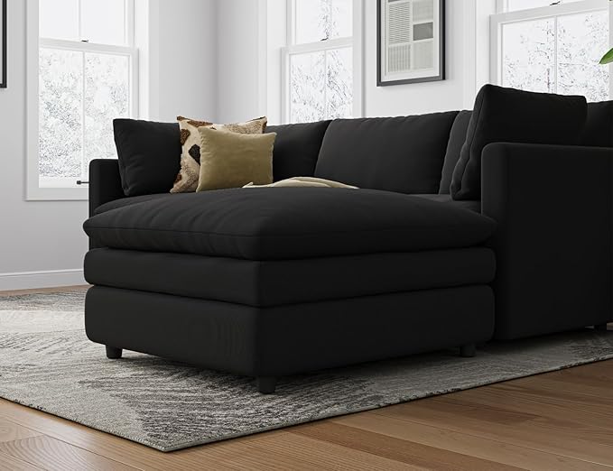 Txtin's Cloud Couches for Living Room L Shaped Sectional Couch with Ottoman Deep Plush 4 Seats Sofa Modern Sofa for Apartment Black