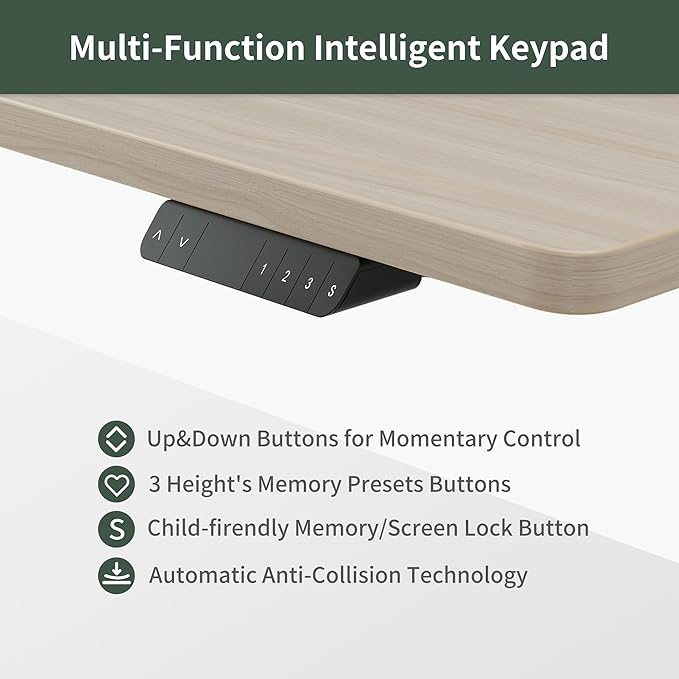 FEZIBO 63x49 L Shaped Standing Desk with Arc LED &amp Power Outlet Electric Height Adjustable L Shaped Computer Desk with Monitor Stand for Gaming Office Light Walnut