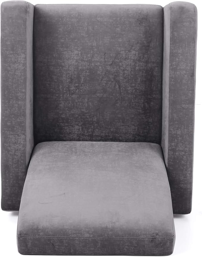 Mid-Century Fabric Rocker Recliner Chair Adjustable Single Recliner Sofa with Thicker Seat Cushion with Pocket for Living Room Bedroom Apartment (Grey)