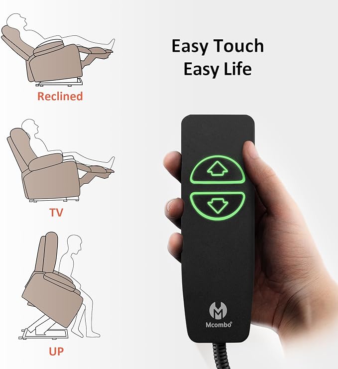 MCombo Power Lift Recliner Chair for Elderly Lift Chair with Heat and Massage FSC Certified USB&ampType C Ports Cup Holders Fabric 7040 (MediumCoffee)