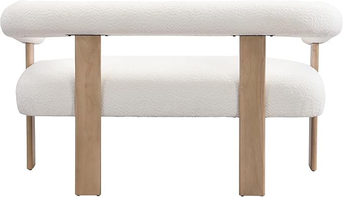 Christopher Knight Home Celen Modern Boucle Fabric Upholstered Loveseat with Round Armrest and Rubberwood Frame Comfy Living Room 2-Seater Sofa Space-Saving Couch for Hotel/Apartment Beige+Natural