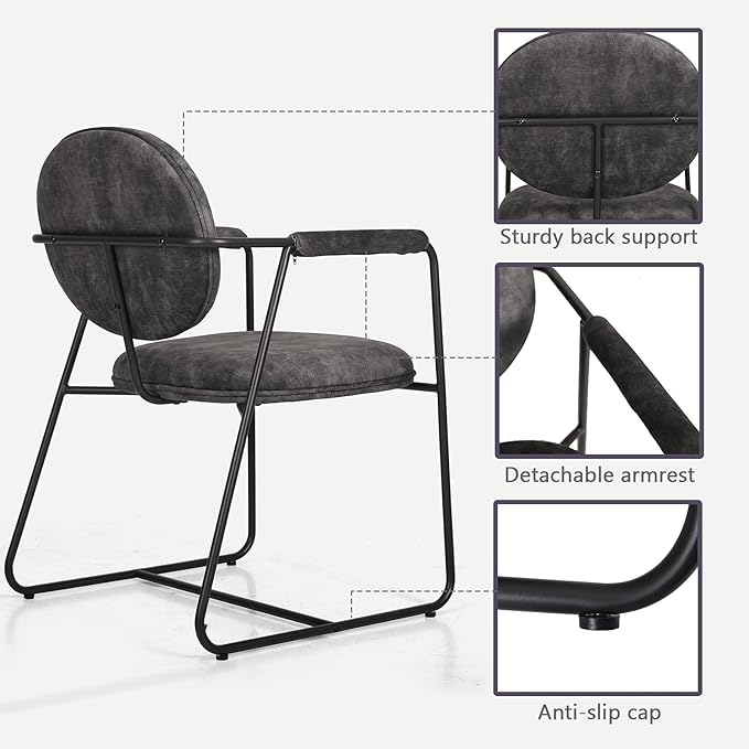 Sophia &amp William Living Room Chairs 18 Velvet Accent Chair Metal Armchairs Vanity Chair Leisure Chair Middle Back Reception Chair for Livining Room Bedroom Metal Leg Detachable Armrest Dark Grey