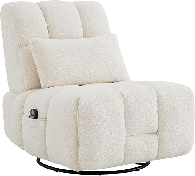 Watson &amp Whitely Oversized Power Recliner Chair for Adults Swivel Rocker Recliner Chair with Lumbar Support Ultra-Comfy Glider Recliner for Living Room Theater Seating Single Sofa Cream