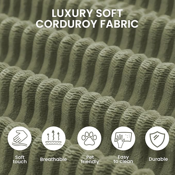 79 5-in-1 Convertible Sofa Bed Luxe Comfort Sleeper with Sturdy Frame No Assembly Corduroy Couch for Living Room Apartment &amp Relaxation Light Green