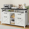 Lateral File Cabinets 4 Drawers with Open Storage Shelf Farmhouse Filing Cabinet with Adjustable Shelf for Home Office Filing Organization Storage Cabinets for Hanging Files Letter/A4. Black