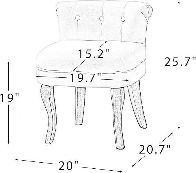 Modern Velvet Vanity Chair with with Solid Wood Legs Upholstered Vanity Stool with Low Back Small Makeup Chair Home Decor for Bedroom Living Room Dressing Table Women Girls