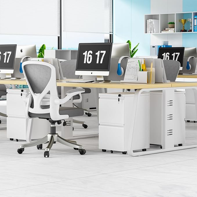 Incbruce 2 Mobile Drawer File Cabinet with Wheels Metal File Storage Cabinet with Lock Filing Cabinet Under Desk for Home Office Easy Assemble (White)