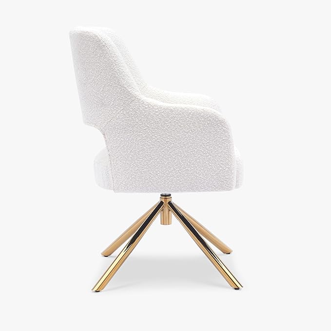 WestinTrends Genevieve Mid-Century Modern Wide Boucle Swivel Accent Arm Chair Cream