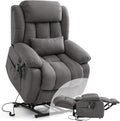 Infinite Position Lay Flat Lift Recliner Chair for Adults Dual Motor Power Lift Chair for Elderly with Massage &amp Heating USB Ports Remote Control &amp Lumbar Pillow Linen Fabric (Grey)
