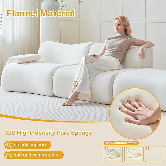 UKMTUET Boneless Couches for Living Room 114 L Shaped Couch with Chaise Sectional Couch with Convertible Ottoman Modular Sectional Sofa Comfy Couch with 3 Seat &amp Pillow