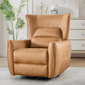 Bonzy Home 270° Swivel Power Recliner Chair 30° Rocking Chair with Lumber Cushion and Highly Enveloping Backrest Electric Reclining Home Theater Seat for Nursery Bedroom Living Room Brown