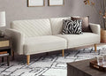 mopio 76.4 Futon Sofa Bed Couch Loveseat Sleeper Sofa Mid Century Modern Futon Couch Sofa Cama Couches for Living Room (Snow Velvet)