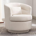 CANMOV Swivel Accent Chair 360 Degree Round Swivel Barrel Chair with Pillow Upholstered Comfy Barrel Armchair Single Club Sofa Chair for Living RoomBedroom Reading Room Beige