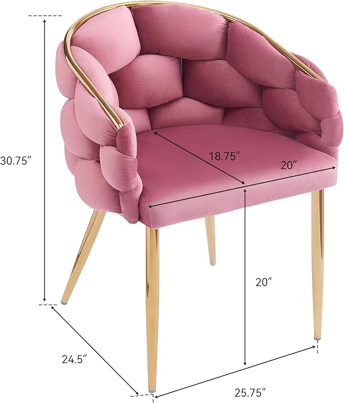 Christopher Knight Home Middlemist Barrel Accent Chairs Luxury Velvet Armchairs Modern Upholstered Chairs with Gold Legs Knitting Process for Living Room Home Rest Home Office(Set of 2) Pink
