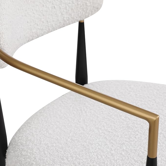 GDFStudio Modern Barstools Set of 2Mid Century Upholstered Counter Height Bar Stools with Back Metal Armrests and Legs Countertop Chairs for Kitchen Island 29.75 H