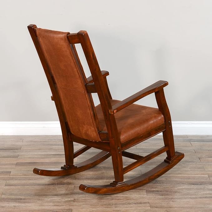 Pemberly Row Wood Rocking Chair Indoor in Chocolate (41 H x 26 W x 22.5 D) for Living Room with Cushion Seat High Back Easy Assembly