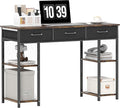 HOMCOM 47 Computer Desk with 3 Fabric Drawers Home Office Desk with Adjustable Shelves Small Writing Desk with Storage Rustic Brown
