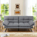 MUUEGM 71” Convertible Futon Sofa Bed Upholstered Small Futon Couches with Adjustable Backrest Loveseat Sleeper Bed for Compact Living Room Studio Office (Light Grey)