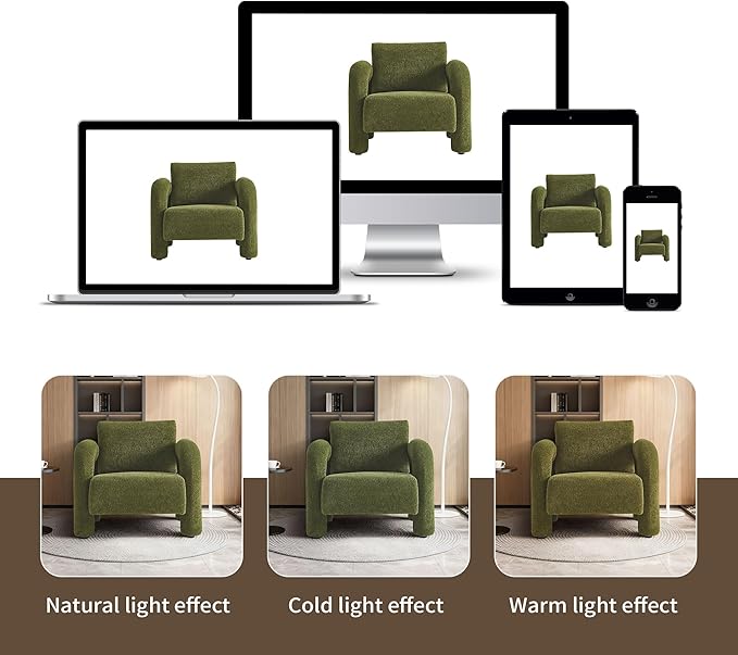 33.5 Modern Accent Chair Velvet Single Sofa for Living RoomComfy Arm Chair Leisure Armchair Single Sofa Chair with Curved Arm for Living Room ApartmentBedroomGreen