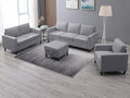 PUREMIND 3 Pcs Sofa Set Couches Set with Wooden Sofa Legs Linen Living Room Furniture w Storage Ottoman &amp Storage Pockets Sectional Sofas Includes 3-Seater+ Loveseat+Armchair Light Grey