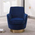 360° Swivel Barrel Accent Chair Comfy Round Accent Chairs with Gold Iron Base &amp Dual-Layer Cushion Modern Lounge Reading Armchair Upholstered Sofa Chair for Living Room Bedroom(Velvet Navy)