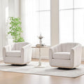 Velvet Swivel Accent Chairs Set of 2 32.3 W Modern Upholstered Pumpkin Barrel Chairs Single Sofa Armchair for Living Room Ivory 2.