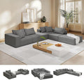 132'' Oversized Cloud Couch Upholstered Modular Sectional Sofa with 6 Pillows Deep Seat Chenille Couches for Living Room Modular Sectional Sofa Free Combination No Assembly Required (Gray)