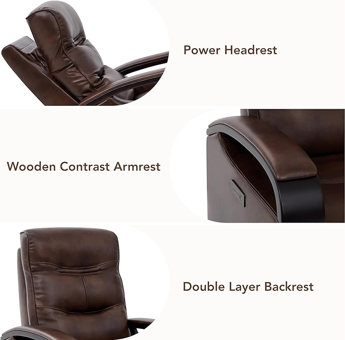 CHITA Genuine Leather Power Swivel Glider Rocker Recliner FSC Certified Mid Century Modern Recliner Chair for Adults Adjustable Power Headrest for Nursery and Living Room Cognac Brown