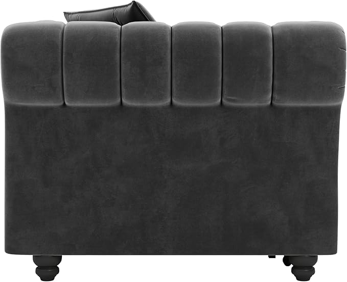 Eafurn 3 in 1 Oversized Chesterfield Loveseat Sofa Convertible Pull Out Sleeper Sofabed King Size Couch Bed w/Movable Ottoman and Nailhead Trim for Living Room Tufted Velvet Recliner Daybed Sofacama