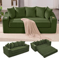 Anwick 2-in-1 Convertible Sleeper Sofa Bed Corduroy Boneless Loveseat Cloud Couch for Living Room Compressed Sofa in a Box 5 Pillows Fixed Frames Side Pockets &amp Cup Holders No Assembly (Gree