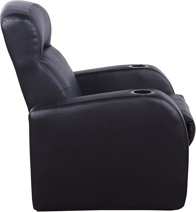 Coaster Home Furnishings - Cyrus - Upholstered Track Arm Recliner Chair with High Back Cushions Wall Hugger Mechanism and Pocket Coil Seat - Living Room - 33-Inch - Black - 600001